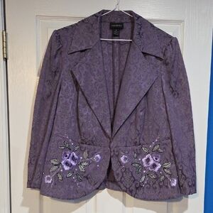 Lane Bryant Lavender Floral Embroidered Blazer